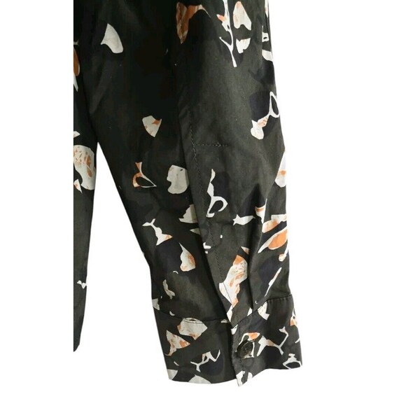 COS Button Up Cotton Shirt  Light Jacket Womens 12 Green Abstract Print Pockets - Picture 6 of 10